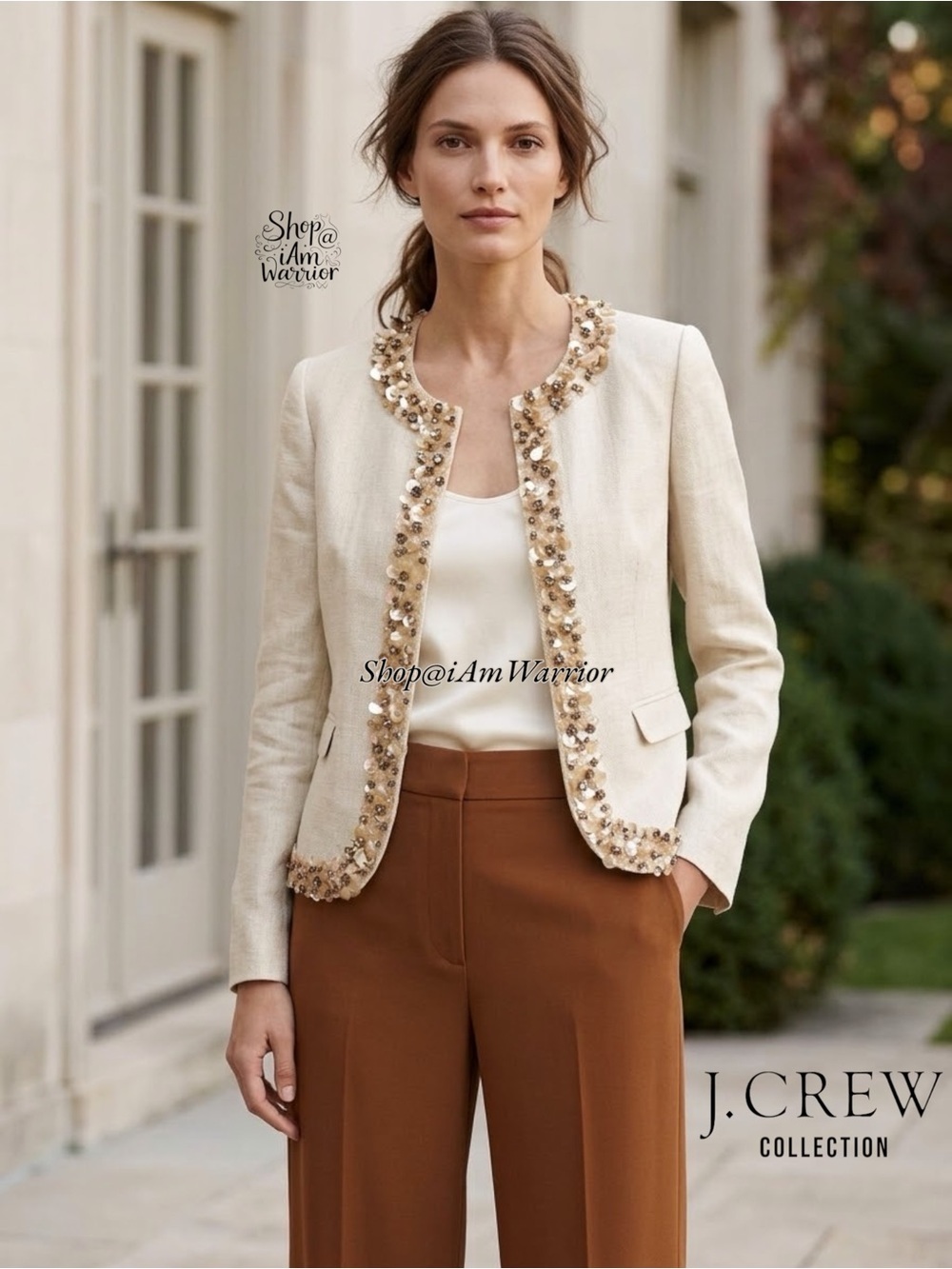 J.Crew Collection Sand Embellished Sequin Statement Blazer *shop@iamwarrior